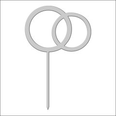 Топпер декоративный акриловый "Кольца на палочке" Серебро 10х8 см ТСК136