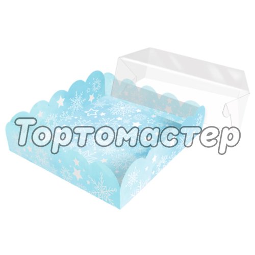 Коробка для сладостей с прозрачной крышкой "Снегурочка" 12х12х3 см 5 шт КУ-00740    КУ-740