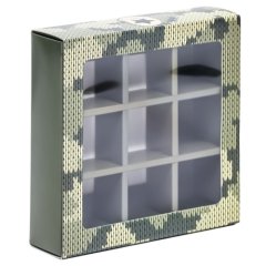 Коробка на 9 конфет с окном "23 февраля" 13,8х13,8х3,5 см 9803584