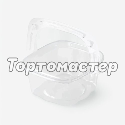 Коробка для бенто-торта прозрачная с ручкой 11х11 см дно 9х9 см 