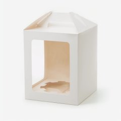 Коробка для кулича с окном и ложементом белая 16х16х20 см OSQ JUMPL M (W) (150)