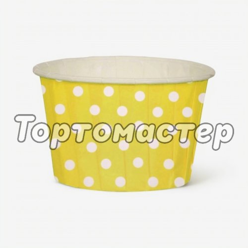 Капсула бумажная с подворотом Жёлтая в белый горошек D50 H40 10 шт Б-26