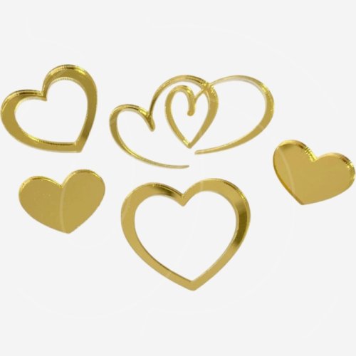 Набор топперов декоративных акриловых "Сердечки" Золото 5 шт 36923