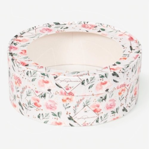 Коробка для сладостей с окном круглая "Розы" 20х7 см 70419