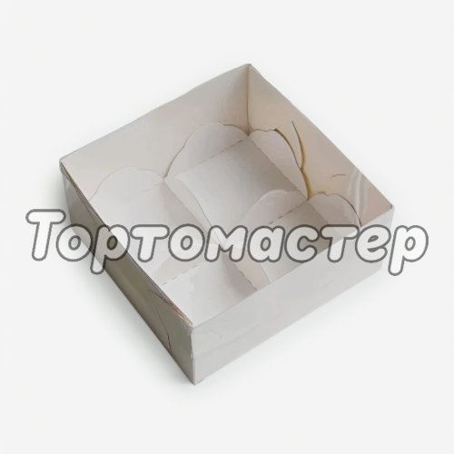 Коробка для 4 моти с прозрачной крышкой белая 12х12х5,5 см 070901