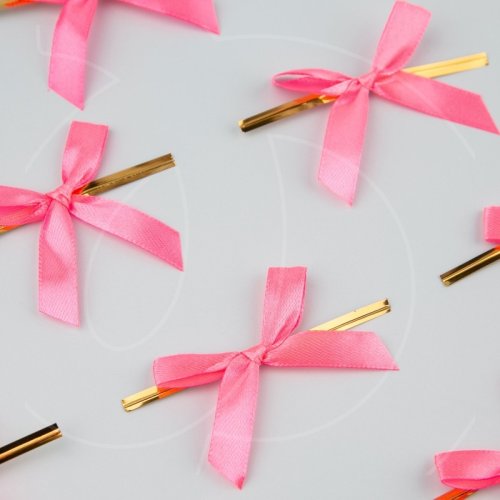 Твист-лента с бантиком ярко-розовым 8 см 10 шт 