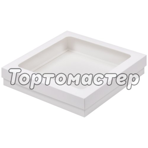 Коробка для сладостей с прозрачной крышкой белая 20х20х4 см 70731