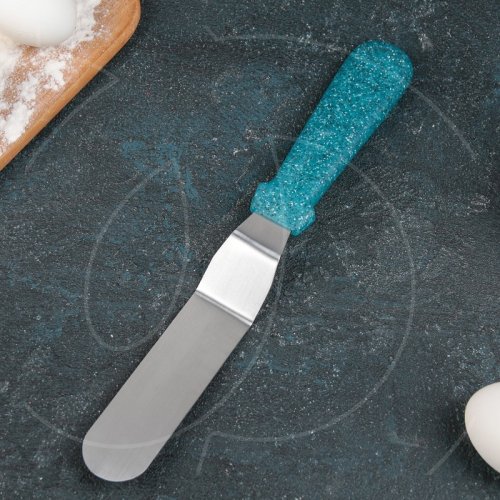 Лопатка (спатула) изогнутая с голубой пластиковой ручкой 10 см 4708554