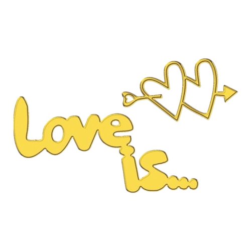 Топпер декоративный акриловый "Love is..." Золото 8х4,5 см ТСК244