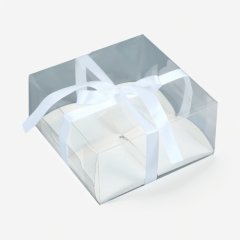 Коробка на 4 пирожных с прозрачной крышкой белая 20х20х10 см 10762672