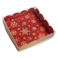 Коробка для сладостей двухсторонняя "Золотой Новый Год" 13х13х3 см 3613788